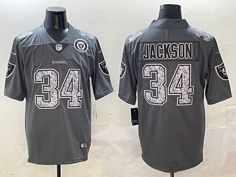 Men Oakland Raiders #34 Jackson Grey Nike 2025 Limited NFL Jersey style 2->new york mets->MLB Jersey